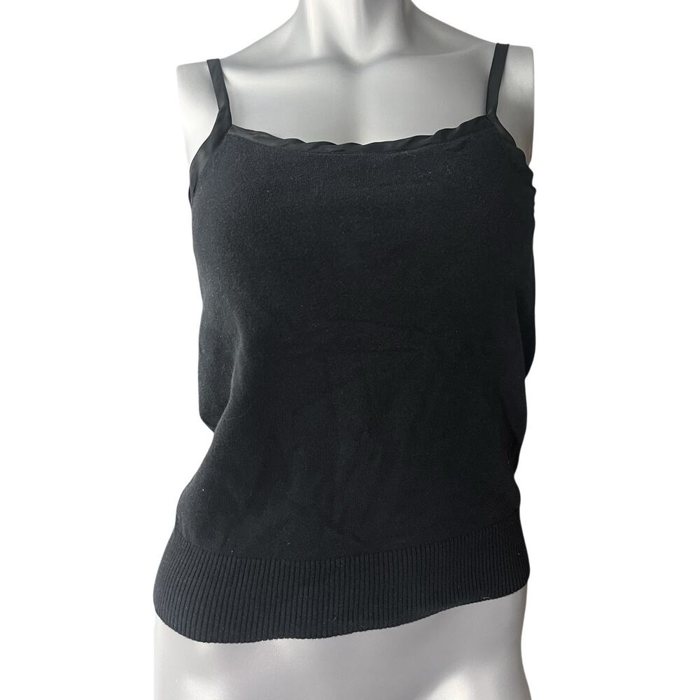 Y2K Vintage Gap Stretch Black Cami Top Cotton Knit Tank Minimalist Medium 2004